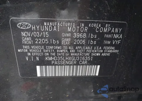 2016 Hyundai Elantra Gt z USA, uszkodzony, nr VIN KMHD35LHXGU316351